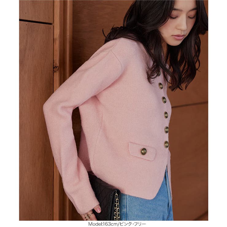 ゴールドボタンもっちりニットカーディガン ニットカーディガン ニットカーデ | KOBE LETTUCE | 詳細画像7 