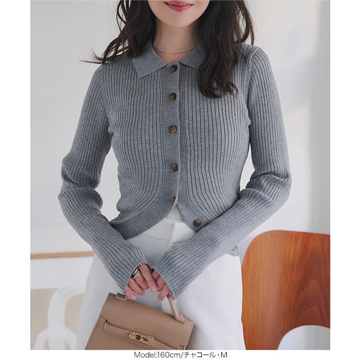 裾ラウンドポロカーディガン［N1305］ 裾ラウンド ポロカーディガン | KOBE LETTUCE | 詳細画像3 