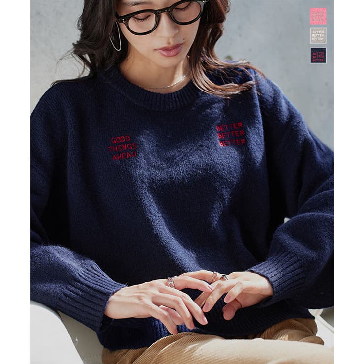 ロゴ刺繍ニットトップス ロゴ刺繍 ニット | KOBE LETTUCE | 詳細画像1 