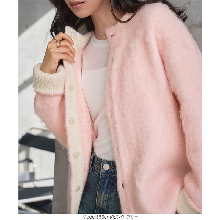 バイカラースリーブニットコーディガン［N1307］ ニットカーディガン バイカラ… | KOBE LETTUCE | 詳細画像4 