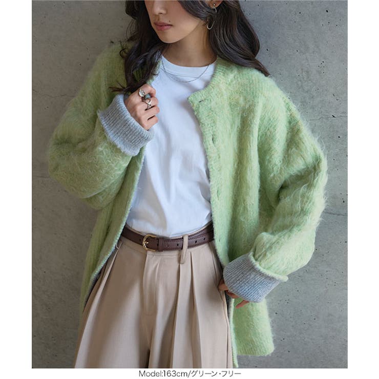 バイカラースリーブニットコーディガン［N1307］ ニットカーディガン バイカラ… | KOBE LETTUCE | 詳細画像5 