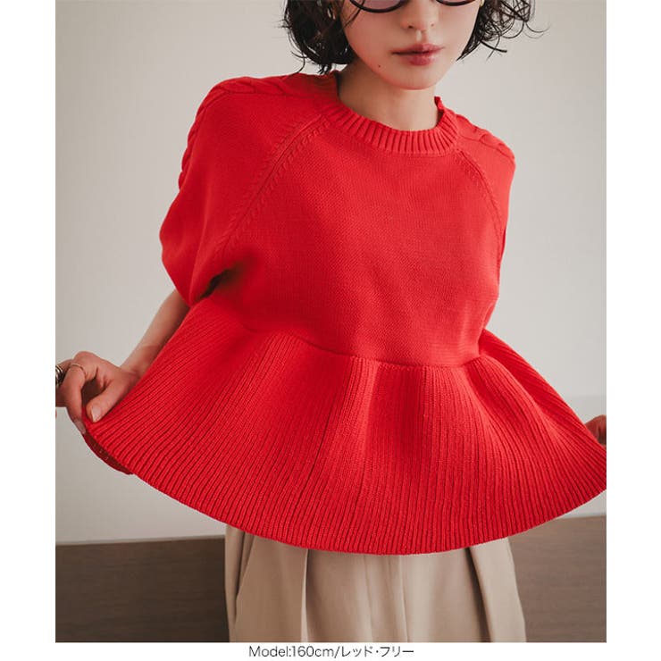 ケーブルスリーブペプラムニットトップス［N1312］ ペプラムトップス ニット | KOBE LETTUCE | 詳細画像3 