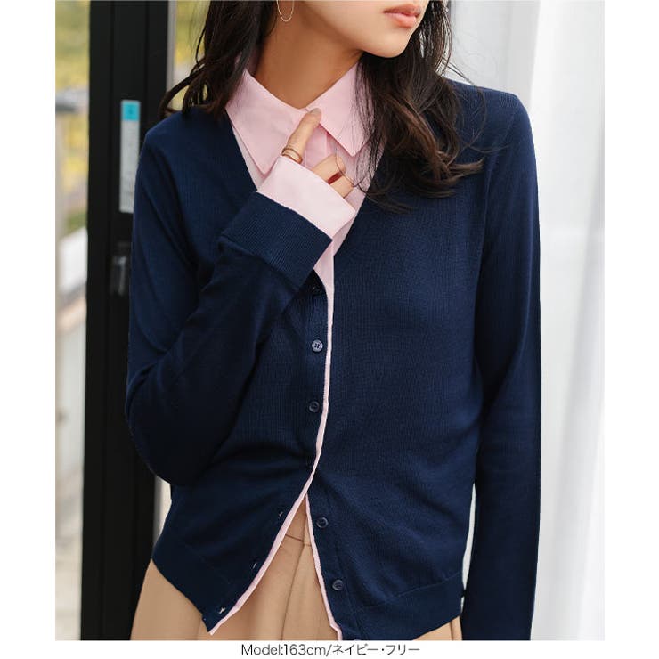 シャツレイヤード風ニットカーディガン［N1316］ シャツレイヤード風 ニット | KOBE LETTUCE | 詳細画像6 