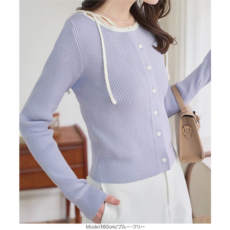 肩リボンニットカーディガン［N1319］ ニットカーディガン 肩リボン | KOBE LETTUCE | 詳細画像7 