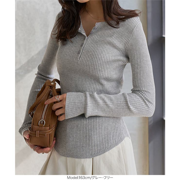 ヘンリーネックリブニットトップス［N1321］ | KOBE LETTUCE | 詳細画像5 