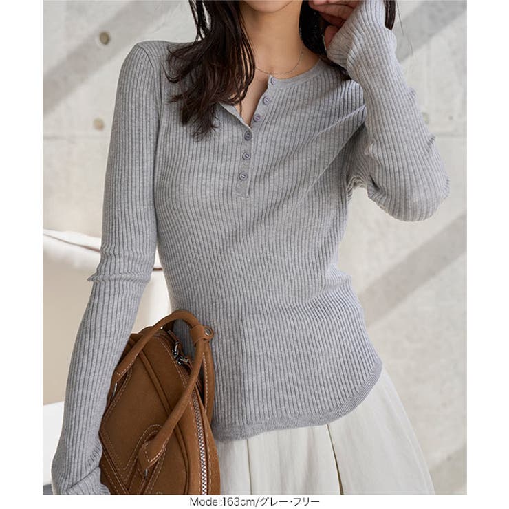 ヘンリーネックリブニットトップス［N1321］ | KOBE LETTUCE | 詳細画像6 