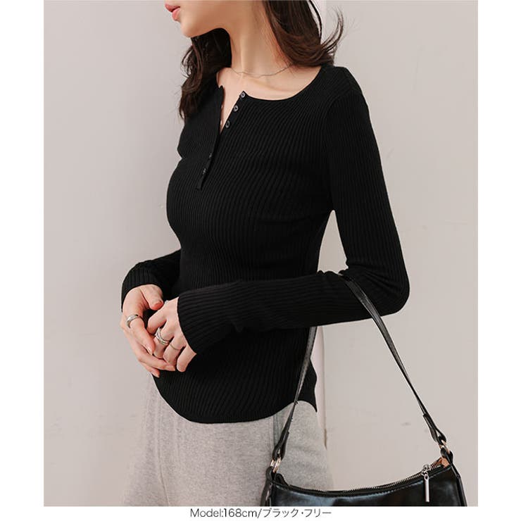 ヘンリーネックリブニットトップス［N1321］ | KOBE LETTUCE | 詳細画像8 