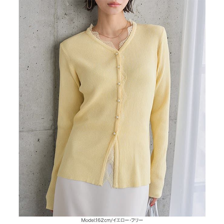 レースリブニットカーディガン［N1332］ | KOBE LETTUCE | 詳細画像2 