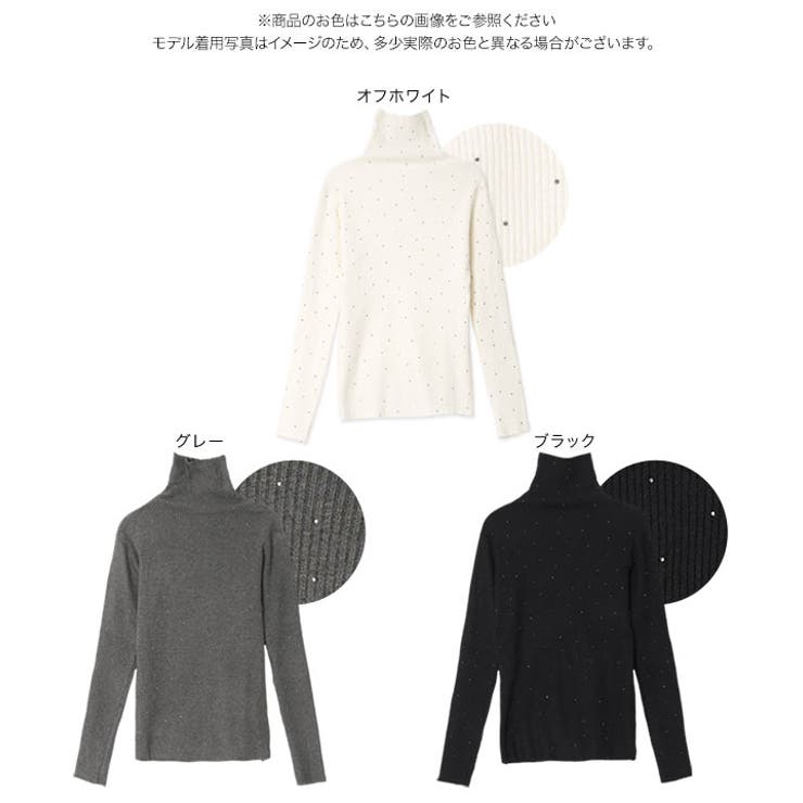 ホットフィックスドットニットトップス［N1337］ タートルニット リブニット | KOBE LETTUCE | 詳細画像8 