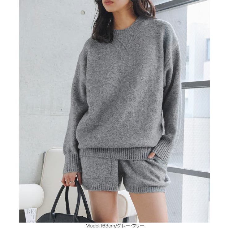 クルーネックニット×ショートパンツ2点セット［N1340］ セットアップ ニット | KOBE LETTUCE | 詳細画像2 