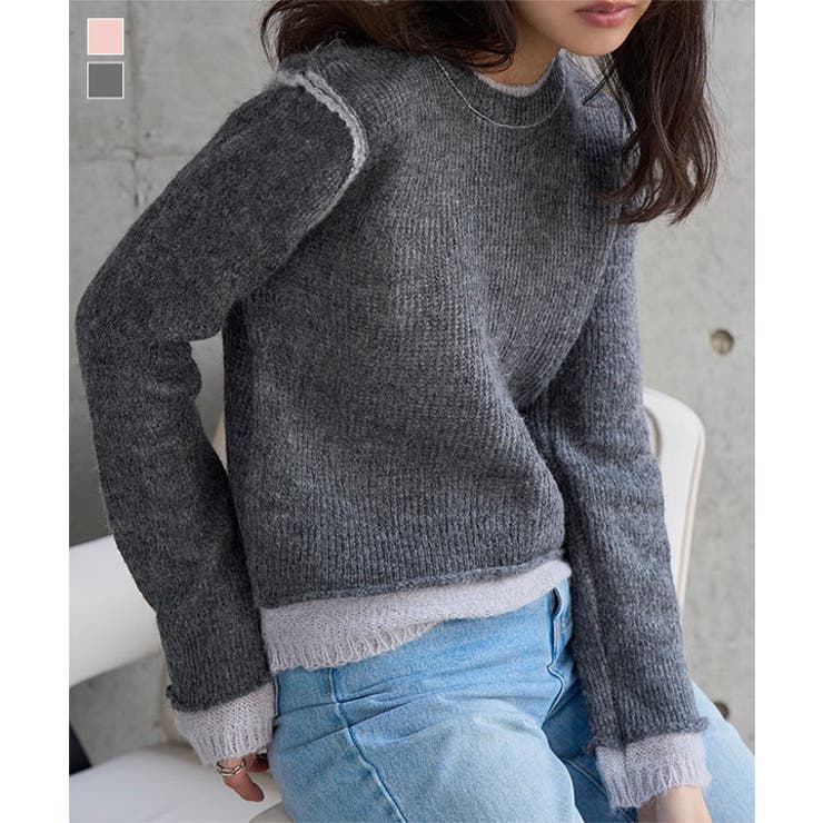 モヘアタッチレイヤード風ニットトップス［N1342］ | KOBE LETTUCE | 詳細画像1 