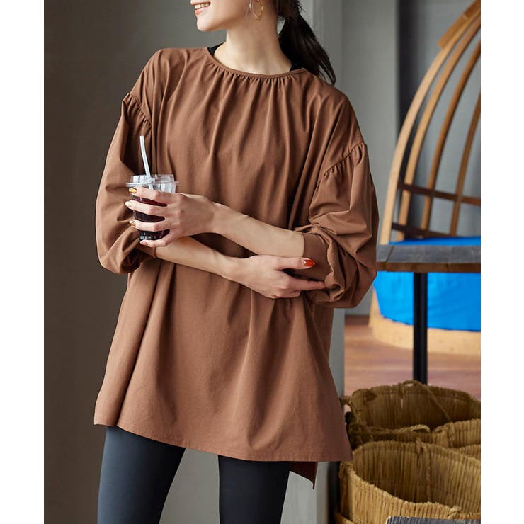 ブラウン | UVカット ラッシュガード ウエストストリングオーバーブラウス［S193] | KOBE LETTUCE