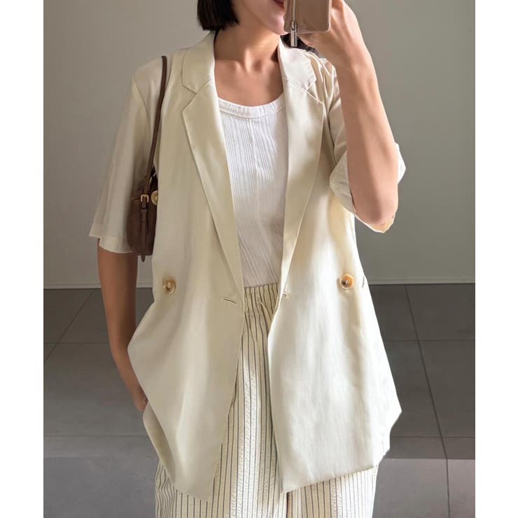 ベージュ | [ yuiさんコラボ ]半袖シアーテーラードジャケット［K1420］ | KOBE LETTUCE