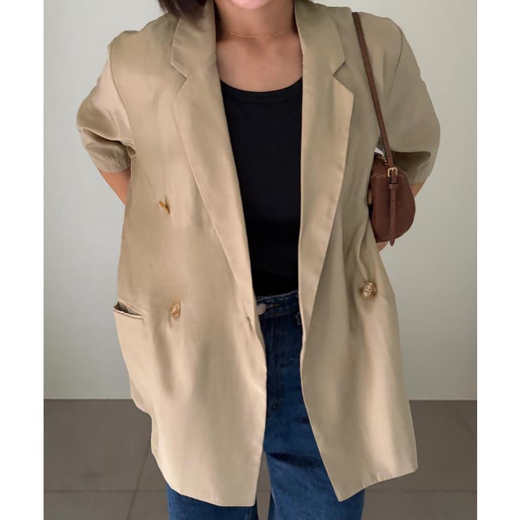 グレージュ | [ yuiさんコラボ ]半袖シアーテーラードジャケット［K1420］ | KOBE LETTUCE