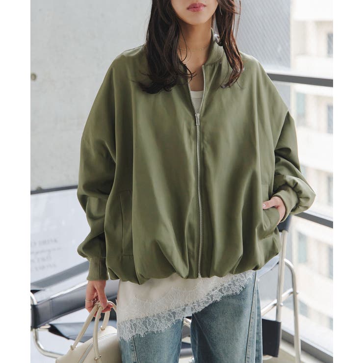 カーキ | 裾バルーンジップブルゾン［K1433］ ジップブルゾン 裾バルーン | KOBE LETTUCE