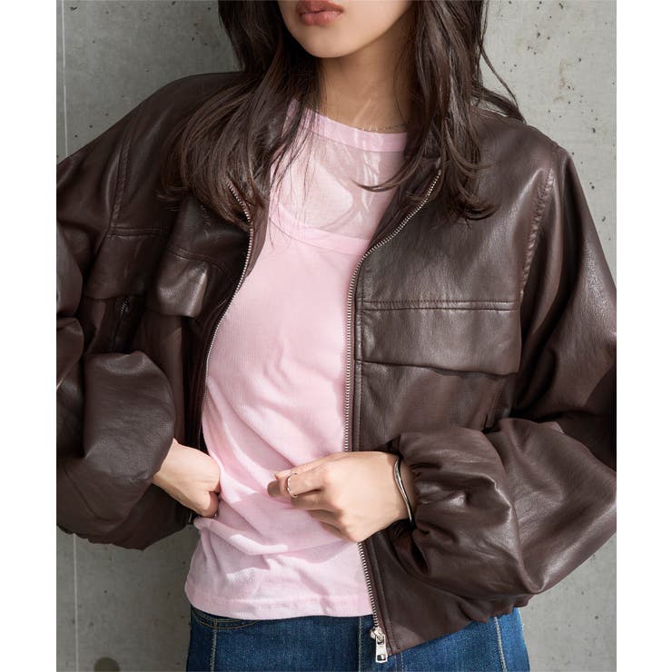 ブラウン | 裾バルーンレザーブルゾン［K1441］ レザーブルゾン 裾バルーン | KOBE LETTUCE