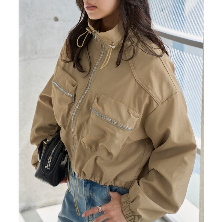 ベージュ | デザインポケットシャーリングスリーブブルゾン［K1442］ ブルゾン ジャケット | KOBE LETTUCE
