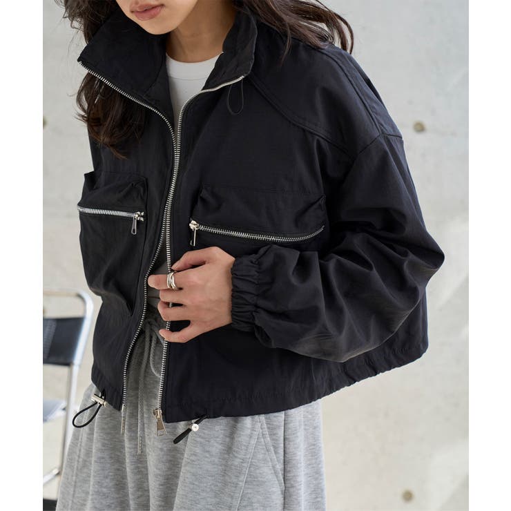 ブラック | デザインポケットシャーリングスリーブブルゾン［K1442］ ブルゾン ジャケット | KOBE LETTUCE