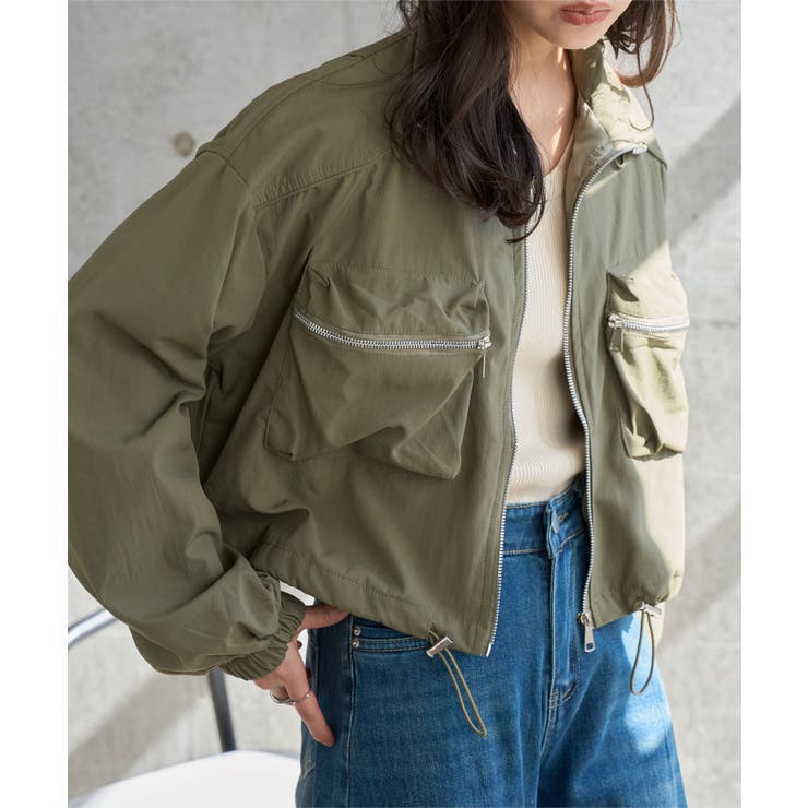 カーキ | デザインポケットシャーリングスリーブブルゾン［K1442］ ブルゾン ジャケット | KOBE LETTUCE