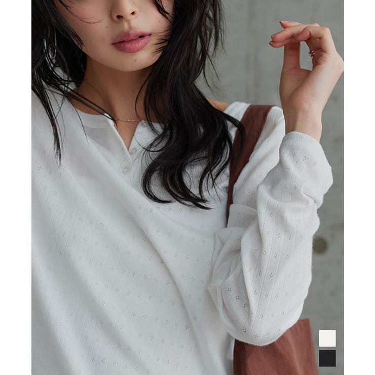 アイレットリブヘンリーネックトップス［C7797］ ヘンリーネック トップス | KOBE LETTUCE | 詳細画像1 