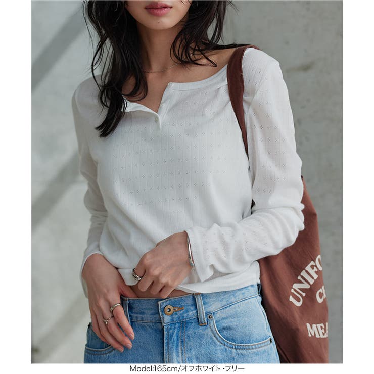 アイレットリブヘンリーネックトップス［C7797］ ヘンリーネック トップス | KOBE LETTUCE | 詳細画像3 