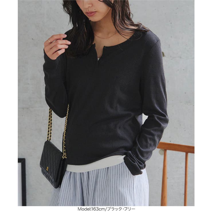 アイレットリブヘンリーネックトップス［C7797］ ヘンリーネック トップス | KOBE LETTUCE | 詳細画像7 