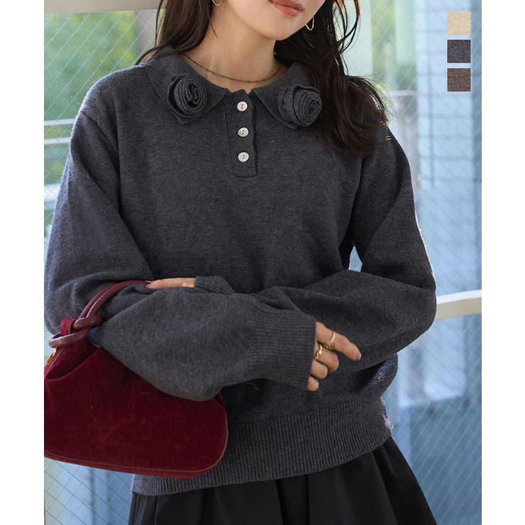 ローズモチーフポロニット［N1250］ ローズモチーフ ポロニット | KOBE LETTUCE | 詳細画像1 