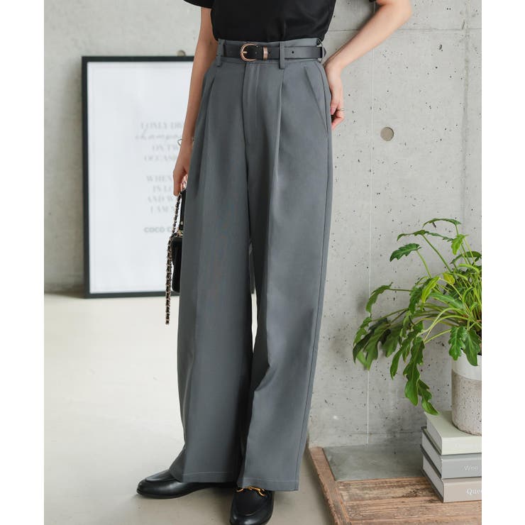 服/ファッション パンツ レディース Petitle / プチレ ] タックワイドストレートパンツ［M4027］[品番