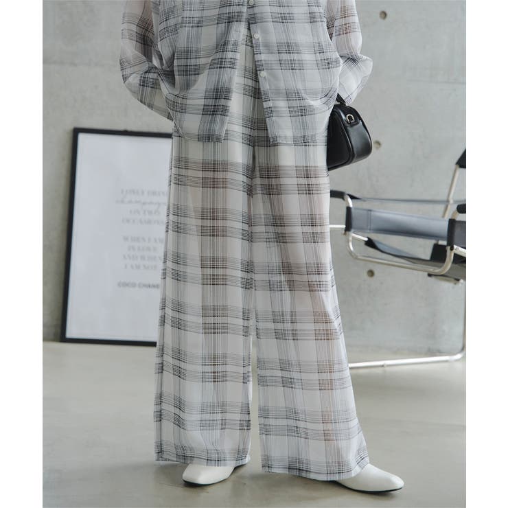 オフホワイト | シアーチェックパンツ［M4382］ シアーチェックパンツ レディース | KOBE LETTUCE
