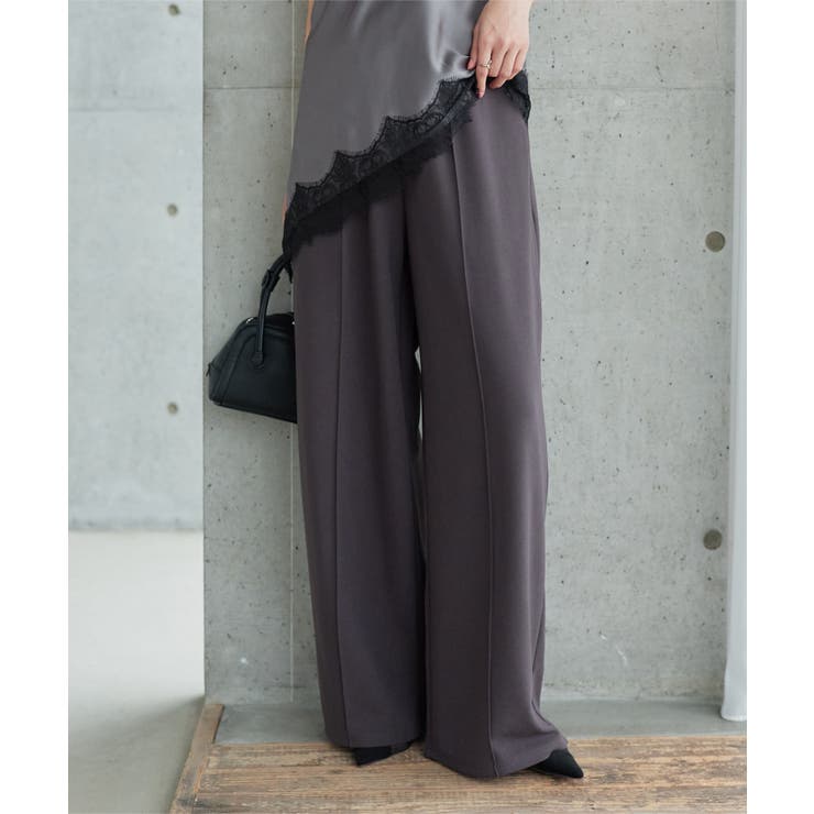 チャコール | センターシームストレッチワイドパンツ［M4403］ ワイドパンツ センターシーム | KOBE LETTUCE