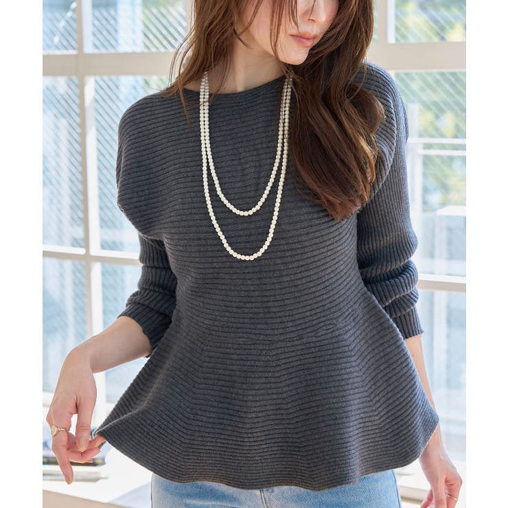 チャコール | リブペプラムニット［N1324］ ペプラムニット トップス | KOBE LETTUCE