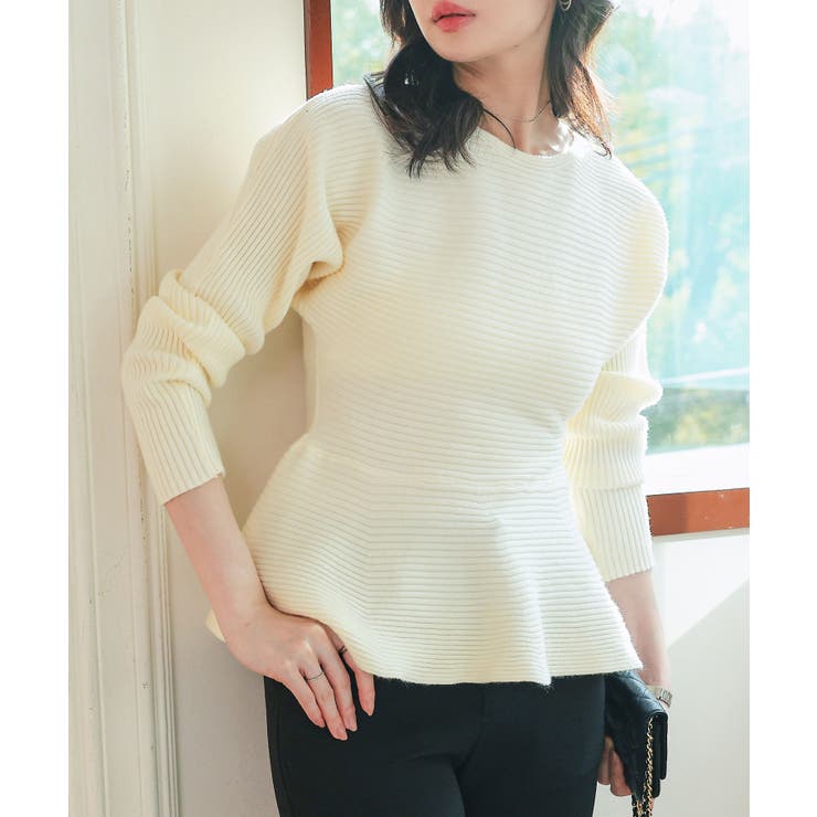 アイボリー | リブペプラムニット［N1324］ ペプラムニット トップス | KOBE LETTUCE