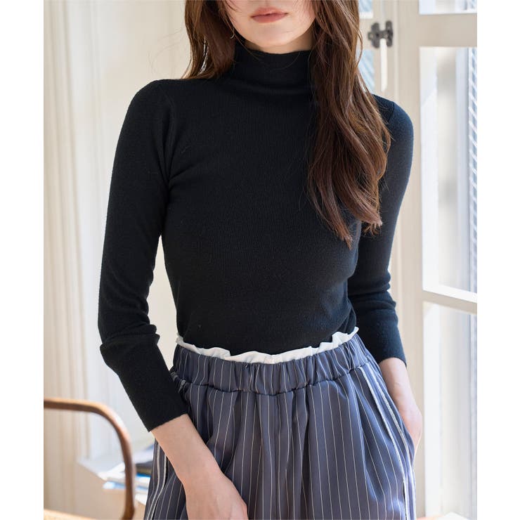 ブラック | ハイネックハイゲージニット［N1329］ ニット ハイネック | KOBE LETTUCE