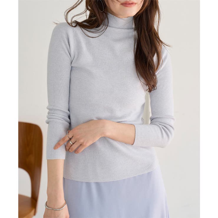 サックスグレー | ハイネックハイゲージニット［N1329］ ニット ハイネック | KOBE LETTUCE