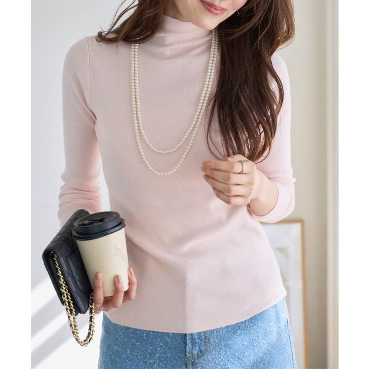 ピンク | ハイネックハイゲージニット［N1329］ ニット ハイネック | KOBE LETTUCE