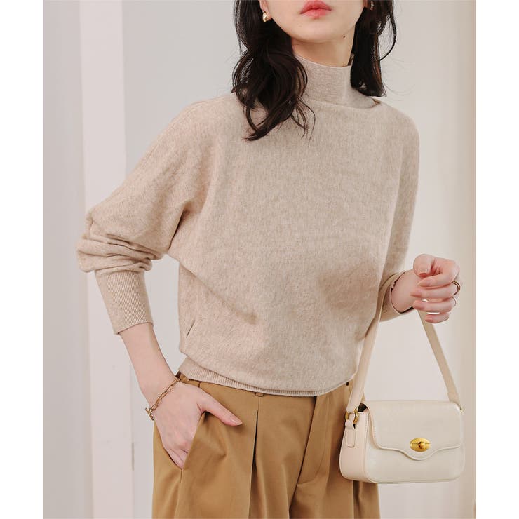ベージュ | ハイネックニット×ボートネックニットトップス［N1336］ | KOBE LETTUCE