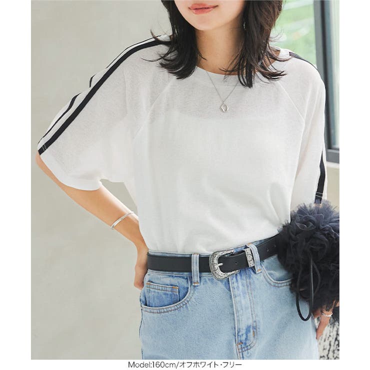袖ラインシアーTシャツ［C7229］