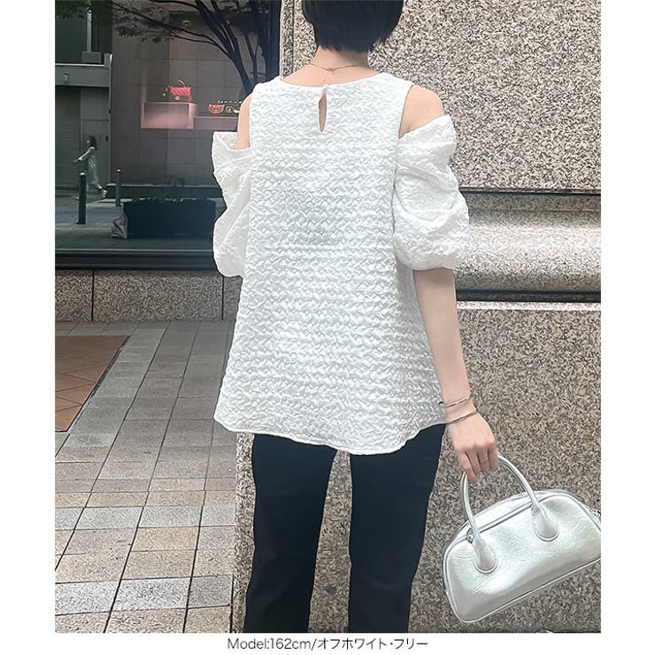 カットオフショルダージャガードブラウス［C7235］[品番