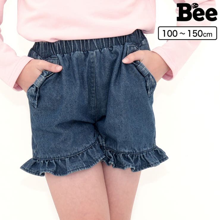 デニムフリルショートパンツ ウエストゴム リボン | 子供服Bee | 詳細画像1 