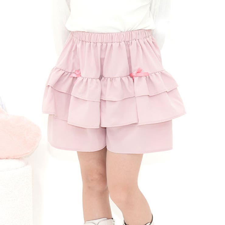 ピンク×2段フリル | ショートパンツ フリル リボン | 子供服Bee