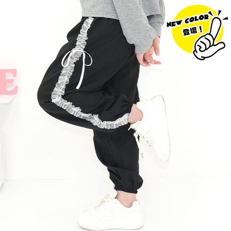ブラック×レースリボン | カーゴパンツ パラシュートパンツ ポケット | 子供服Bee
