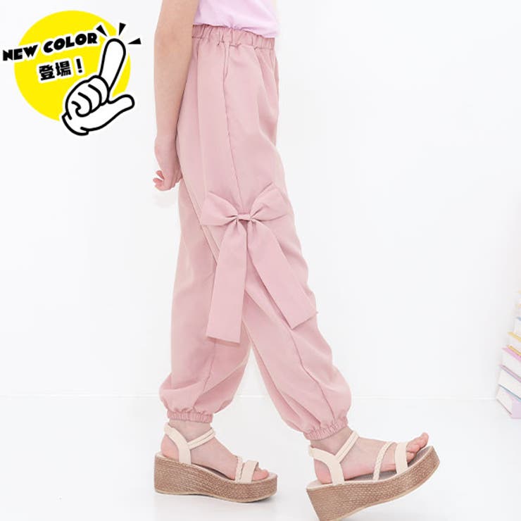 ピンク×BIGリボン | カーゴパンツ パラシュートパンツ ポケット | 子供服Bee