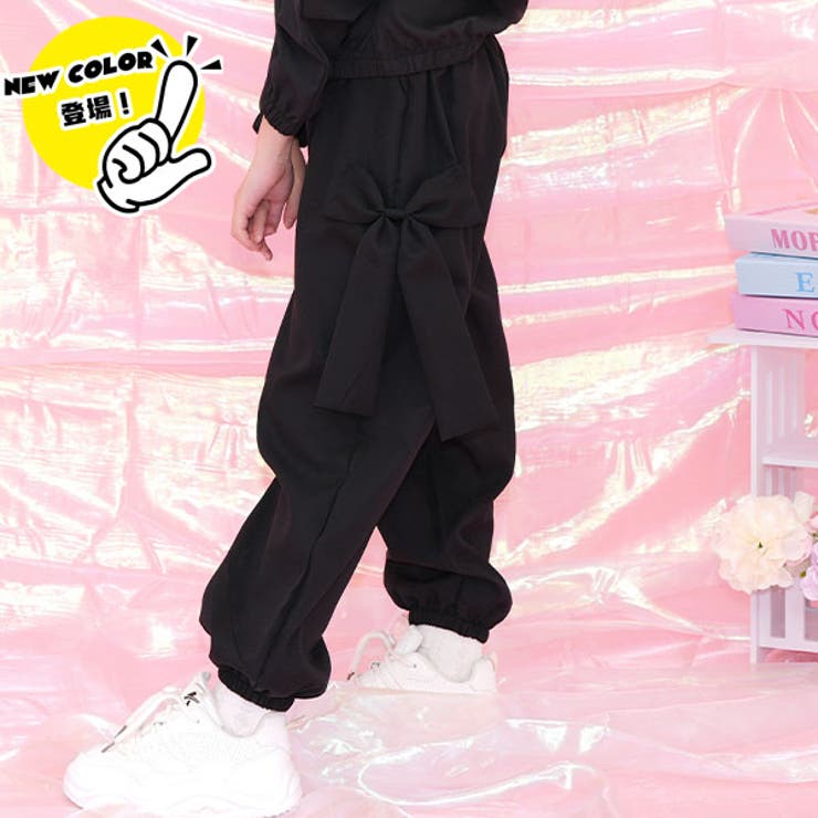 ブラック×BIGリボン | カーゴパンツ パラシュートパンツ ポケット | 子供服Bee