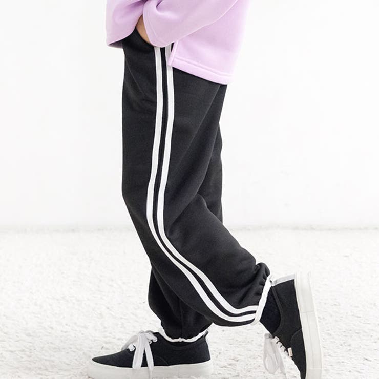 ブラック | ラインパンツ ポケット ロング丈 | 子供服Bee