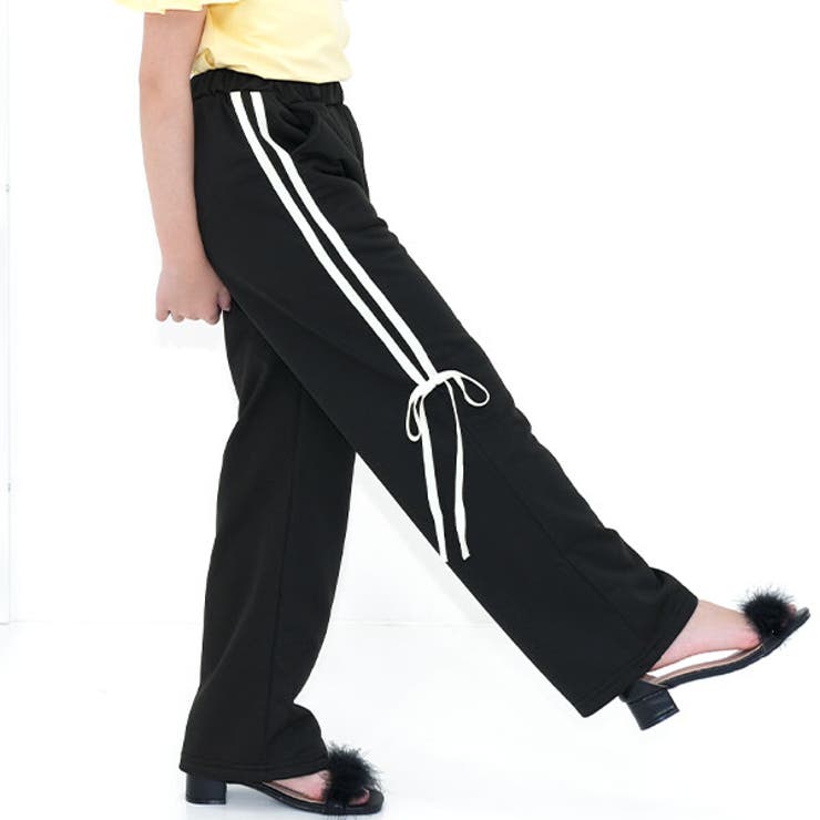 ブラック | サイドラインパンツ ポケット リボン | 子供服Bee