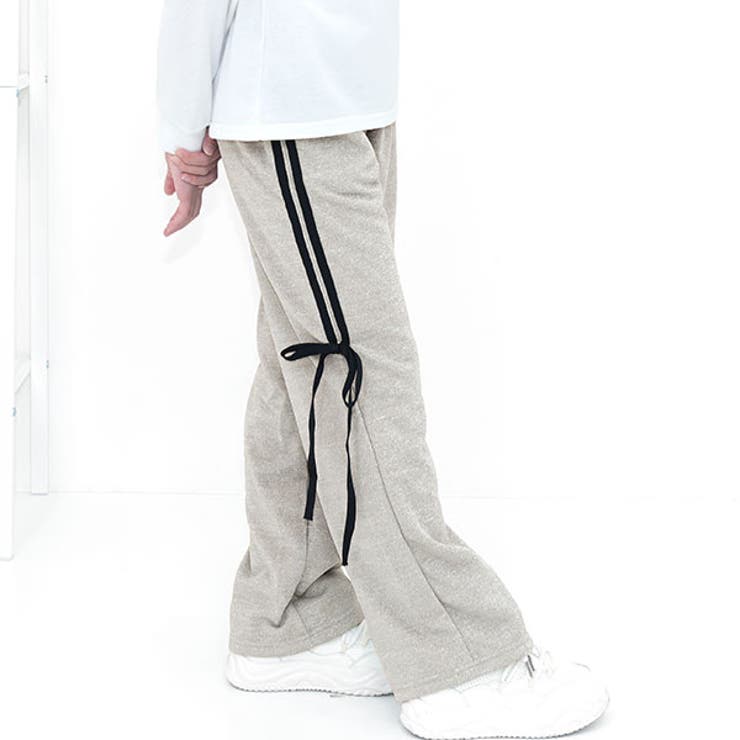 杢グレー | サイドラインパンツ ポケット リボン | 子供服Bee