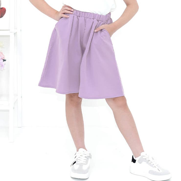 ラベンダー | ハーフパンツ キュロット風 ウエストゴム | 子供服Bee