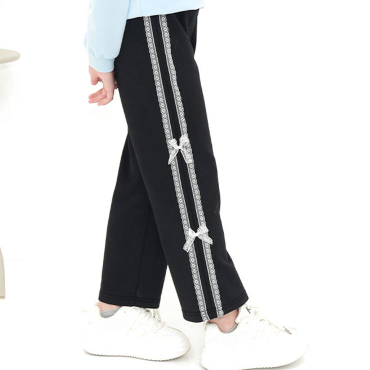 ブラック×レースライン | ラインパンツ レース リボン | 子供服Bee