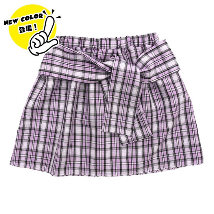 パープル | チェックシャツ風スカート ショート丈 ミニ丈 | 子供服Bee