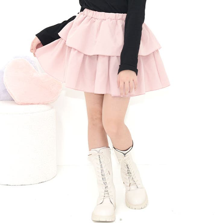 ピンク×2段フリル | フリルスカート ティアード 2段フリル | 子供服Bee